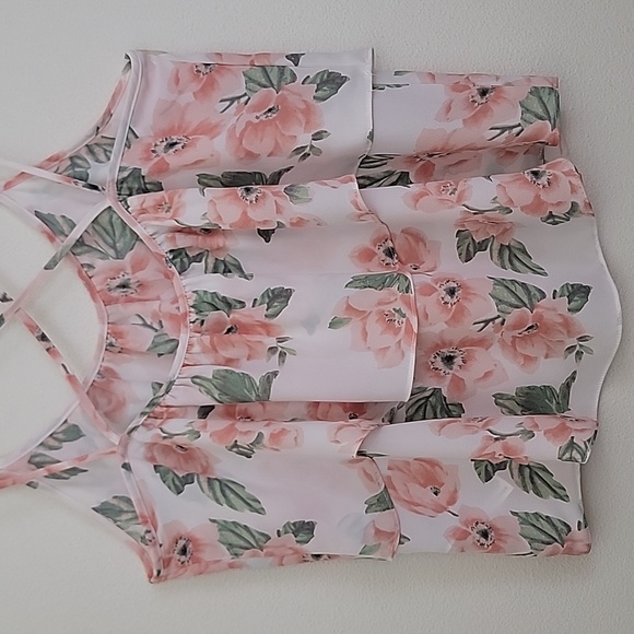 Forever 21 Floral Pink Layered Spaghetti Straps Women's Top S - Picture 10 of 10